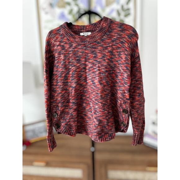 Madewell Space-Dyed Birchmont Side-Button Pullover Sweater Spacedye Sangria XS - Picture 9 of 11